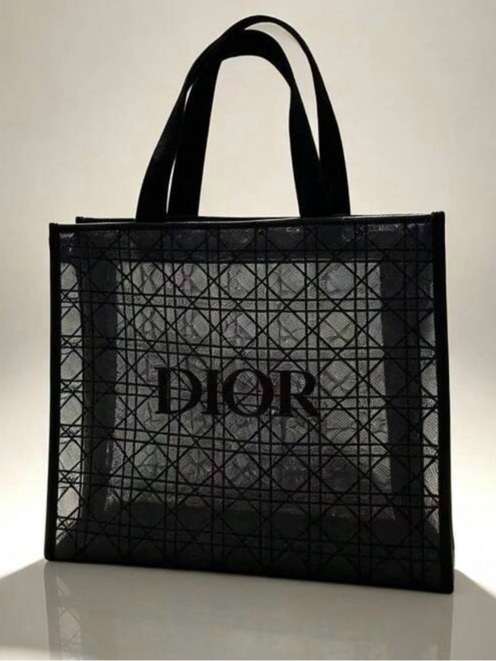 Dior Black Mesh Tote with Logo